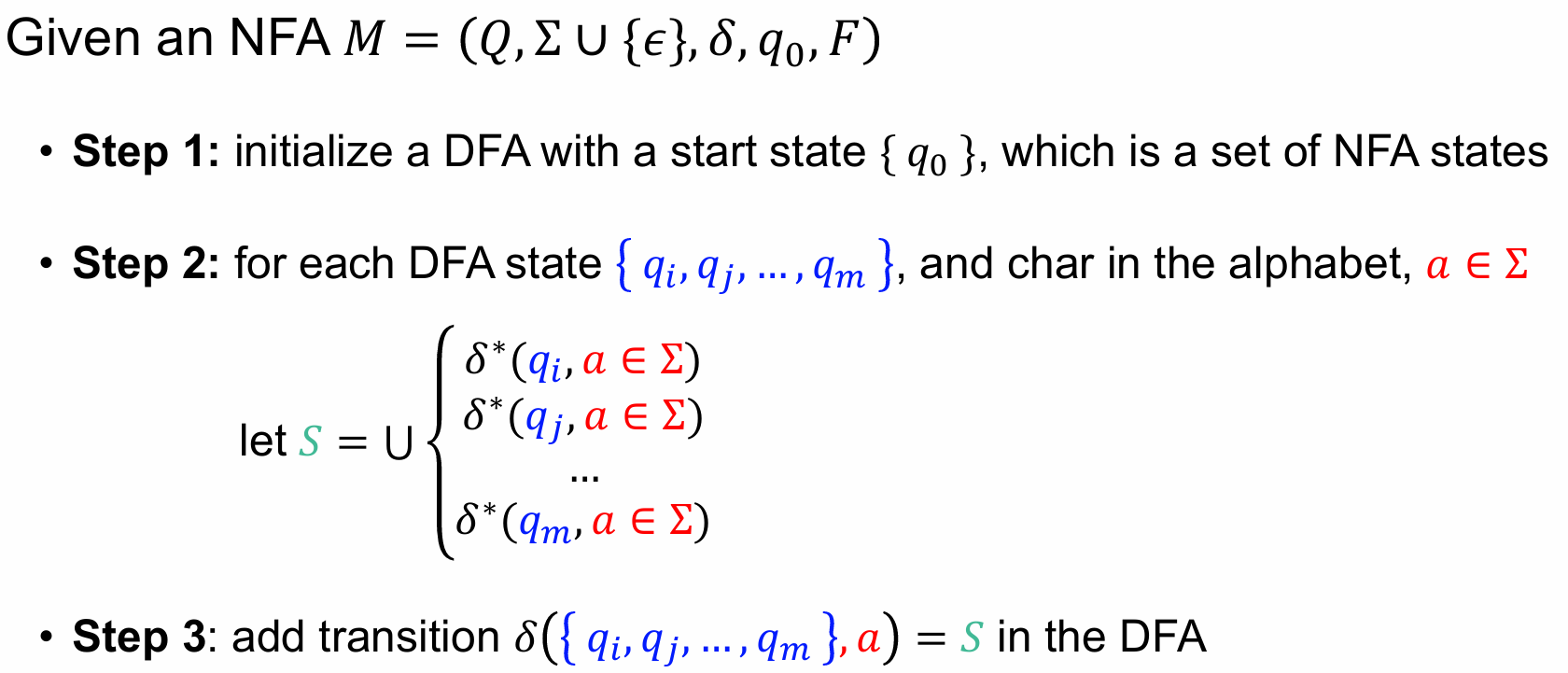 from NFA to DFA步骤